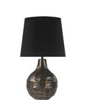 # 40213-11, 26" High Transitional Metal Table Lamp, Antique Brass Finish and Empire Shaped Lamp Shade in Black, 14" Wide
