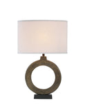 # 40214-11, 25" High Transitional Metal Table Lamp, Antique Brass Finish and Oval Shaped Lamp Shade in White, 16" Wide