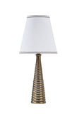 # 40217-11, 32" High Transitional Metal Table Lamp, Antique Brass Finish and Empire Shaped Lamp Shade in White, 14" Wide