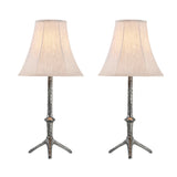 # 40218-12 Two Pack -  28 1/2" High Transitional Metal Table Lamp, Oxidized Silver Finish and Bell Shaped Lamp Shade in Beige, 13" Wide