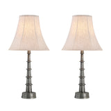 # 40219-12, Two Pack - 28 1/2" High Transitional Metal Table Lamp, Antique Raw Nickel Finish and Bell Shaped Lamp Shade in Beige, 13" Wide