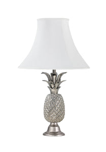 # 40220-11, 28" High Transitional Metal Table Lamp, Nickel Finish and Bell Shaped Lamp Shade in White, 16" Wide