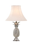 # 40220-11, 28" High Transitional Metal Table Lamp, Nickel Finish and Bell Shaped Lamp Shade in White, 16" Wide