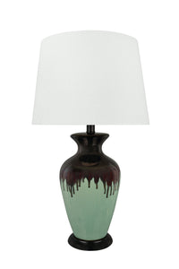 # 40221-11, 26-1/2" High Transitional Glazed Ceramic Table Lamp, Dark Brown & Light Green with Hardback Empire Lamp Shade, 7-1/4" Wide