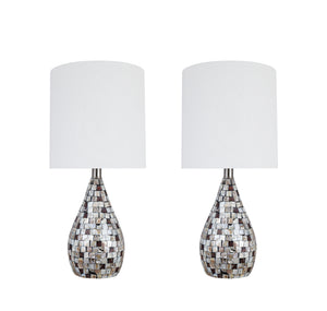 # 40222-12, 22-1/2" High Transitional Natural Sea Shell Table Lamp with Drum Lamp Shade, 10" Wide, 2 Pack