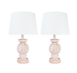# 40226-12, Two Pack - 18 3/4" High Transitional Poly & Metal Table Lamp, Antique White Finish and Empire Shaped Lamp Shade in Off White, 11" Wide
