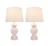 # 40226-12, Two Pack - 18 3/4" High Transitional Poly & Metal Table Lamp, Antique White Finish and Empire Shaped Lamp Shade in Off White, 11" Wide
