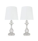 # 40227-12, Two Pack - 18 3/4" High Transitional Metal Table Lamp, Satin Nickel Finish and Empire Shaped Lamp Shade in Off White, 9" Wide