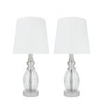 # 40228-12, Two Pack - 18 1/2" High Transitional Glass & Metal Table Lamp, Satin Nickel Finish and Empire Shaped Lamp Shade in Off White, 9" Wide