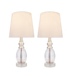 # 40228-12, Two Pack - 18 1/2" High Transitional Glass & Metal Table Lamp, Satin Nickel Finish and Empire Shaped Lamp Shade in Off White, 9" Wide