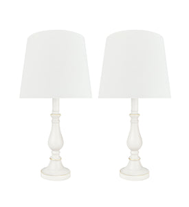 # 40229-12, Two Pack - 18 3/4" High Transitional Poly & Metal Table Lamp, Off White Finish and Empire Shaped Lamp Shade in Off White, 9" Wide