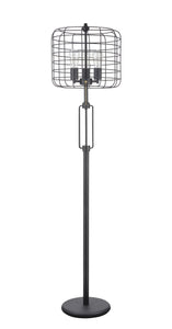 # 45008, Wire Cage Metal Floor Lamp, Vintage Design in Sand Black 63" High