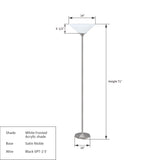 # 45016-11, One-Light Metal Torchiere Floor Lamp, Transitional Design in Satin Nickel Finish, 71" High