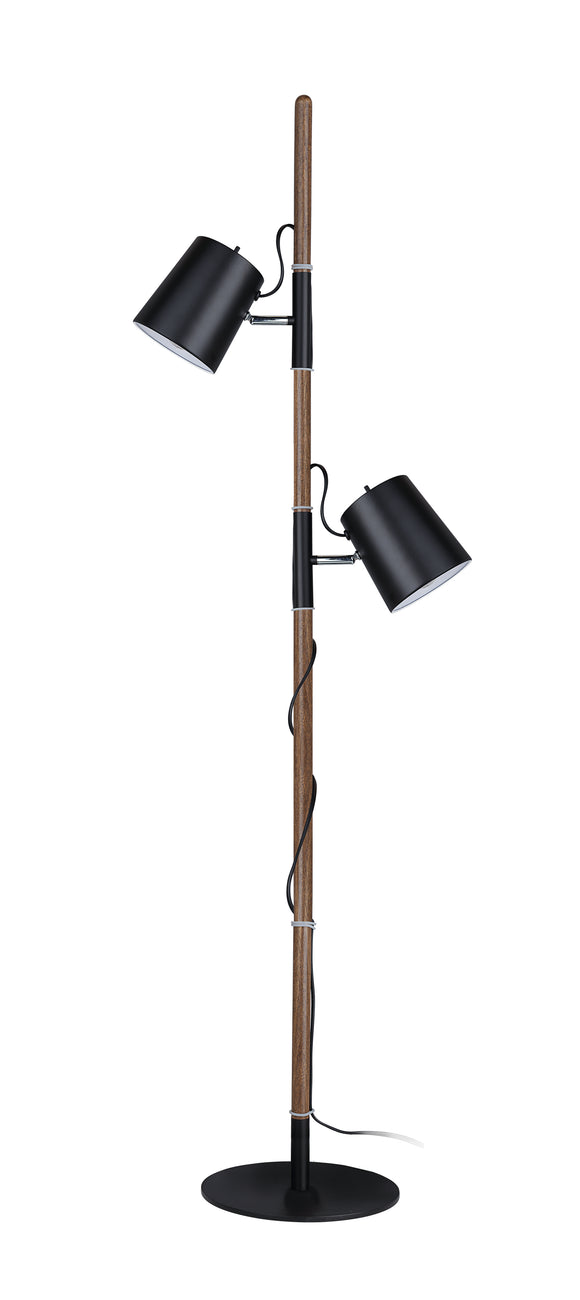 # 45018-21, Two-Light Adjustable Tree Floor Lamp, Modern Design in Matte Black, 61-1/2