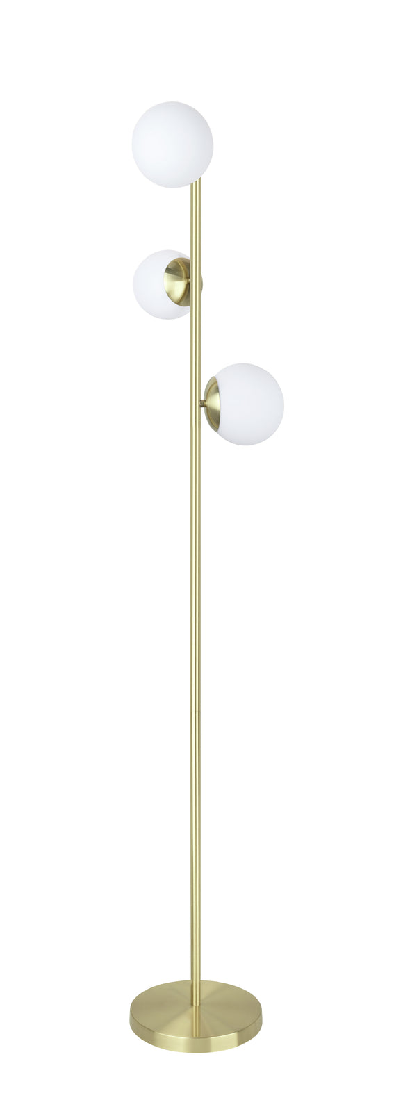 # 45021-11, Three-Light Floor Lamp, Transitional Design in Satin Brass, 65-1/2