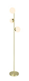 # 45021-11, Three-Light Floor Lamp, Transitional Design in Satin Brass, 65-1/2" High