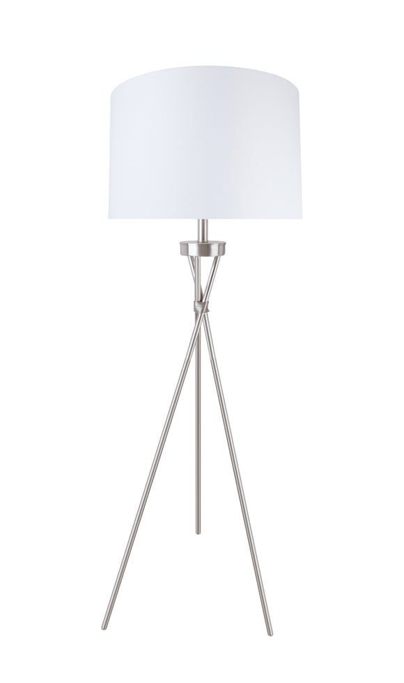 # 45022-11, Tripod Floor Lamp, Transitional Design in Satin Nickel, 59