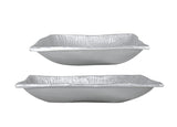 # 80006, Nickel Rectangle Tray, Cast Aluminum Serving Platter For Home Decor, Party, Food, Candy, Fruit, Large: 11-3/4"L x 13"W x 3"H, Small: 8-1/4"L x 10-3/4"W x 2-1/4"H, Set of 2