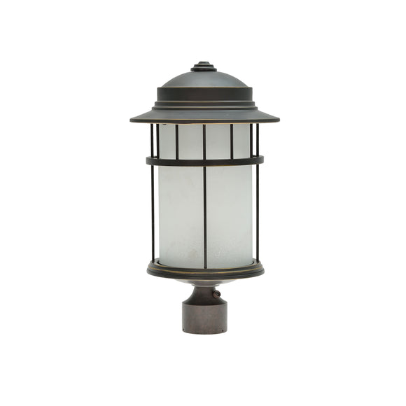 # 60005-2 1 Light Medium Outdoor Post Light Fixture with Dusk to Dawn Sensor, Transitional Design in Aged Bronze Patina, 20