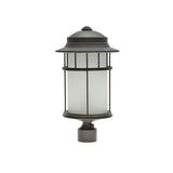 # 60005-2 1 Light Medium Outdoor Post Light Fixture with Dusk to Dawn Sensor, Transitional Design in Aged Bronze Patina, 20" High