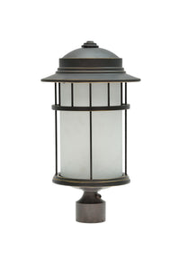 # 60005 1 Light Medium Outdoor Post Light Fixture with Dusk to Dawn Sensor, Transitional Design in Aged Bronze Patina, 20" High