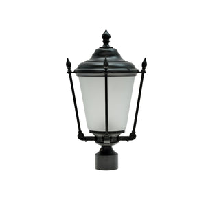 # 60013 One-Light Medium Outdoor Post Light Fixture with Dusk to Dawn Sensor, Transitional Design in Black, 20 1/2" High