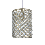 # 61005 Adjustable One-Light Hanging Mini Pendant Ceiling Light, Transitional Design in Antique Silver Finish, Crystal Beaded Shade, 6 1/4" Wide