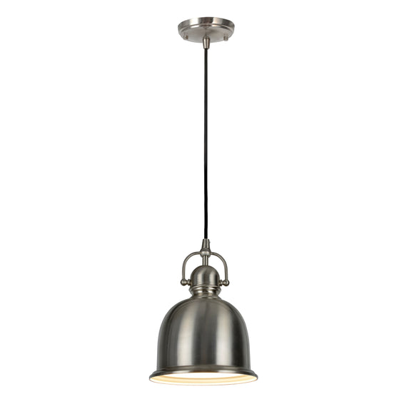# 61006 Adjustable One-Light Hanging Mini Pendant Ceiling Light, Transitional Design in Brushed Nickel Finish, Metal Shade, 8