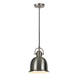 # 61006 Adjustable One-Light Hanging Mini Pendant Ceiling Light, Transitional Design in Brushed Nickel Finish, Metal Shade, 8" Wide