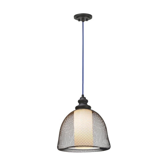 # 61018 Adjustable One-Light Hanging Mini Pendant Light, Transitional Design, Oil Rubbed Bronze, Mesh-Frosted Glass Shade, 12 1/4