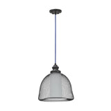 # 61018 Adjustable One-Light Hanging Mini Pendant Light, Transitional Design, Oil Rubbed Bronze, Mesh-Frosted Glass Shade, 12 1/4" W