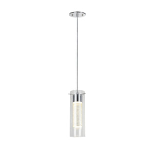 # 61019 Adjustable LED One-Light Hanging Mini Pendant Light, Contemporary Design, Chrome Finish, Clear Glass Shade, 4 3/4" W