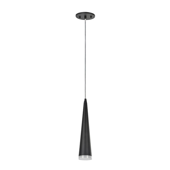 # 61022 Adjustable LED One-Light Hanging Mini Pendant Ceiling Light, Contemporary Design, Matte Black, Metal Shade, 4 3/4