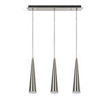 # 61023 Adjustable LED Three-Light Hanging Pendant Ceiling Light, Contemporary Design in Brushed Nickel Finish, Metal Shade, 23" Wide
