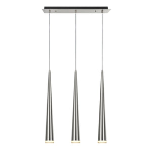 # 61027 Adjustable LED Three-Light Hanging Pendant Ceiling Light, Contemporary Design in Brushed Nickel Finish, Metal Shade, 23" Wide