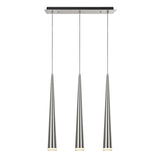 # 61027 Adjustable LED Three-Light Hanging Pendant Ceiling Light, Contemporary Design in Brushed Nickel Finish, Metal Shade, 23" Wide