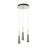 # 61030 Adjustable LED Three-Light Hanging Pendant Ceiling Light, Contemporary Design in Brushed Nickel Finish, Metal Shade, 11" Wide