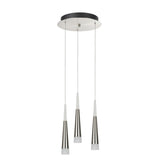 # 61030 Adjustable LED Three-Light Hanging Pendant Ceiling Light, Contemporary Design in Brushed Nickel Finish, Metal Shade, 11" Wide