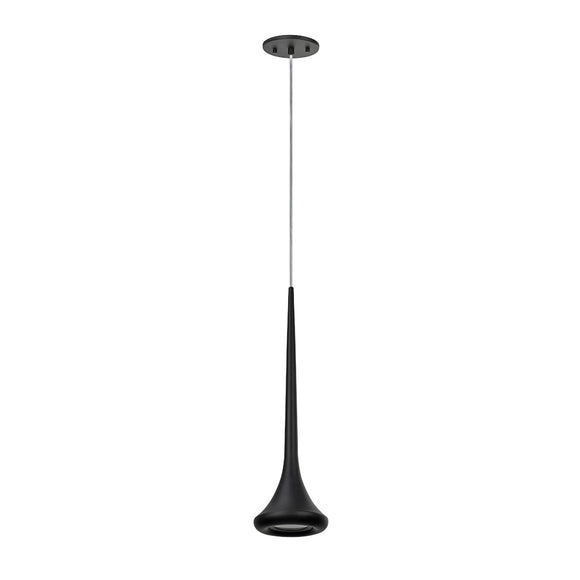 # 61034 Adjustable LED One-Light Hanging Mini Pendant Ceiling Light, Contemporary Design, Black Finish, Metal Shade, 5