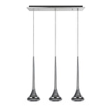 # 61035 Adjustable LED Three-Light Hanging Pendant Ceiling Light, Contemporary Design in Chrome Finish, Metal Shade, 23" Wide