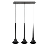 # 61036 Adjustable LED Three-Light Hanging Pendant Ceiling Light, Contemporary Design in Black Finish, Metal Shade, 23" Wide