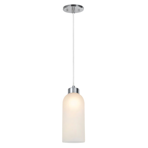 # 61042 Adjustable One-Light Hanging Mini Pendant Ceiling Light, Transitional Design, Chrome Finish, Frosted Glass Shade, 5