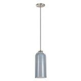 # 61043 Adjustable One-Light Hanging Mini Pendant Ceiling Light, Transitional Design in Satin Nickel Finish, Grey Glass Shade, 5" Wide