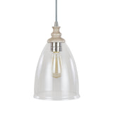 # 61045  Adjustable One-Light Hanging Mini Pendant Ceiling Light, Transitional Design, Brushed Nickel, Clear Glass Shade, 8" W