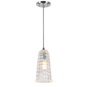 # 61046 Adjustable One-Light Hanging Mini Pendant Ceiling Light, Transitional Design in Chrome Finish, Clear Glass Shade, 5 1/2" Wide