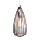 # 61048-1 One-Light Hanging Mini Pendant Ceiling Light, Transitional Design in Chrome Finish with Smoke Glass Shade, 5 3/4" W