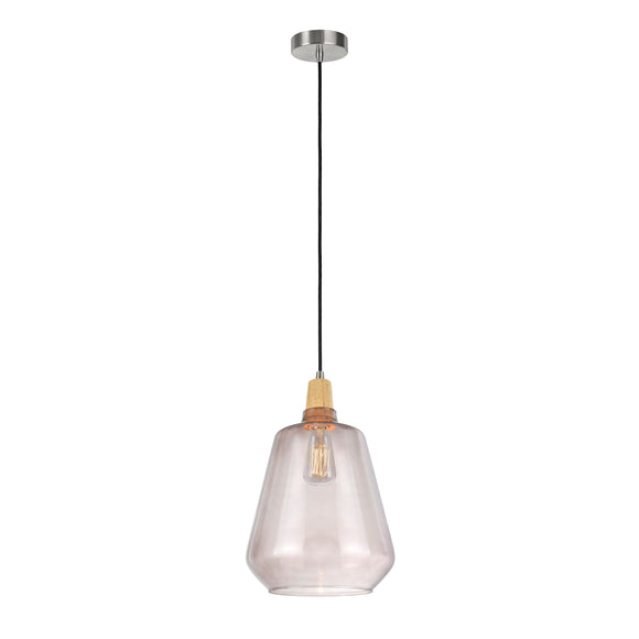 # 61051-2 Adjustable One-Light Hanging Mini Pendant Ceiling Light, Transitional Design in Satin Nickel Finish, Smoke Glass Shade, 9 1/4