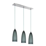 # 61053, Three-Light Hanging Pendant Ceiling Light, 22" Wide, Transitional Design in Chrome Finish, with Metallic Gray Opal Glass Shade