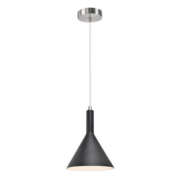 # 61054 Adjustable One-Light Hanging Mini Pendant Ceiling Light, Transitional Design in Satin Nickel Finish, Black Opal Glass Shade, 7 3/4