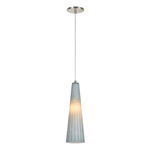 # 61056 Adjustable One-Light Hanging Mini Pendant Ceiling Light, Transitional Design in Satin Nickel Finish, Metallic Grey Glass Shade, 4 5/8